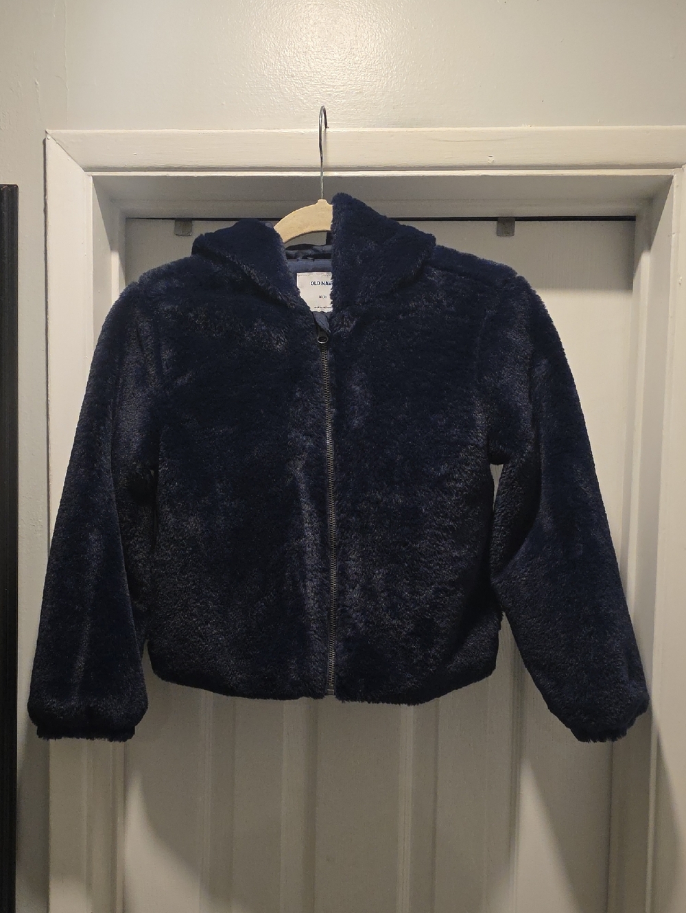 Old Navy Plush Navy Hooded Zip Jacket for Kids